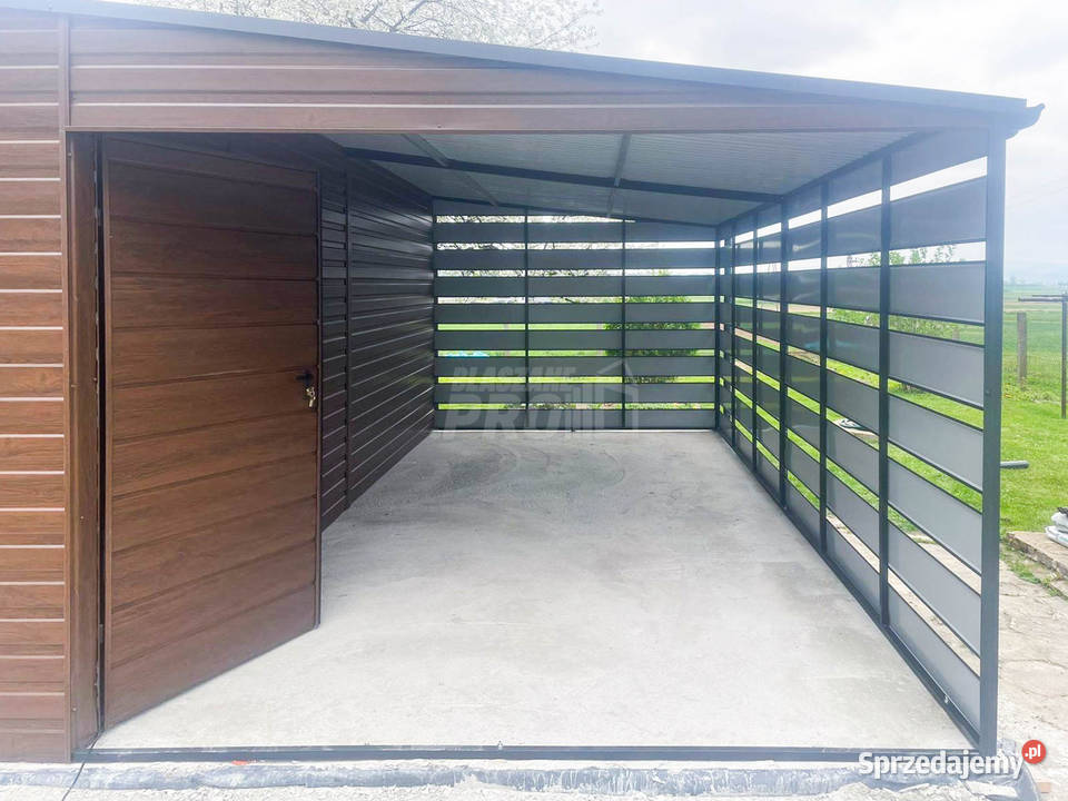 Garaż Blaszany 10x6m wiata 4x6m 2x Brama Uchylna