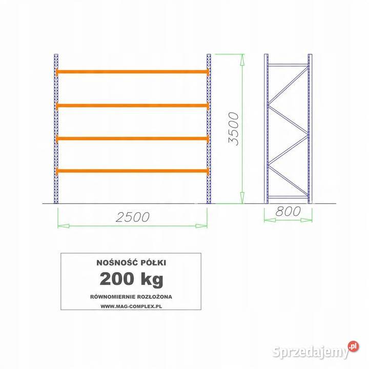 REGAŁ METALOWY MAGAZYNOWY WYTRZYMAŁY MOCNY MRC32 Starogard Gdański