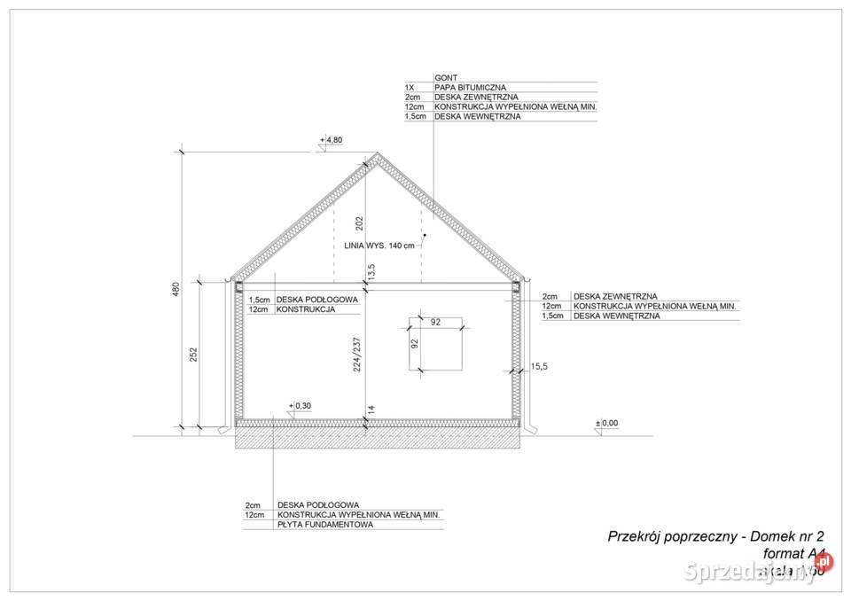 Domek drewniany całoroczny letniskowy 43m6m 1520
