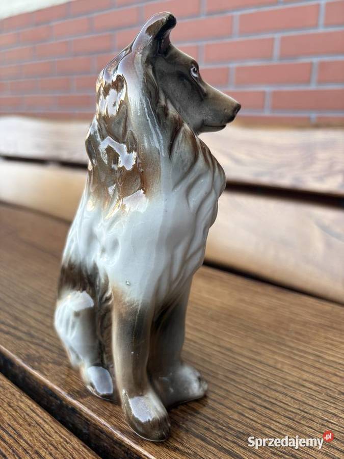 Ceramiczna figurka psa 18 owczarek szkocki Legnica
