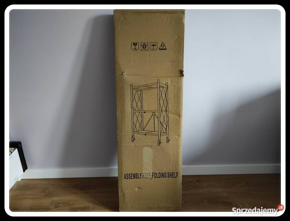 NOWY Składany czarny regał na kółkach 3 poziomy Płock sprzedam