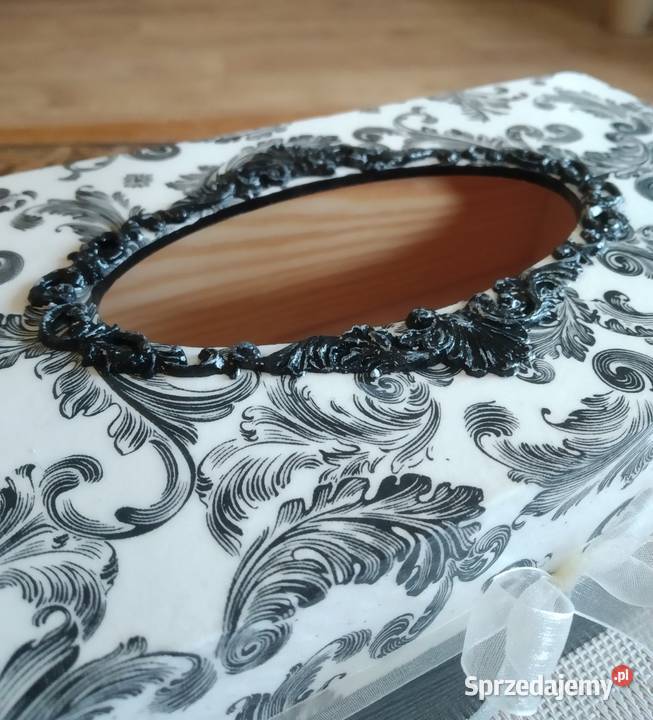 Chustecznik drewniany KORONKA decoupage Rękodzieło Szpetal Górny