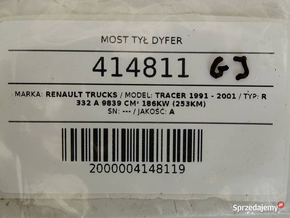 MOST TYŁ DYFER RENAULT TRUCKS TRACER 9101 Van podkarpackie