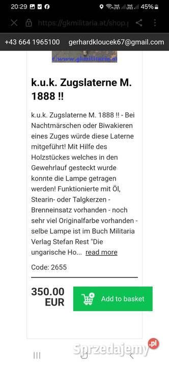 Latarnia wiejskie model 1888 Kuk Austro Węgry Grójec
