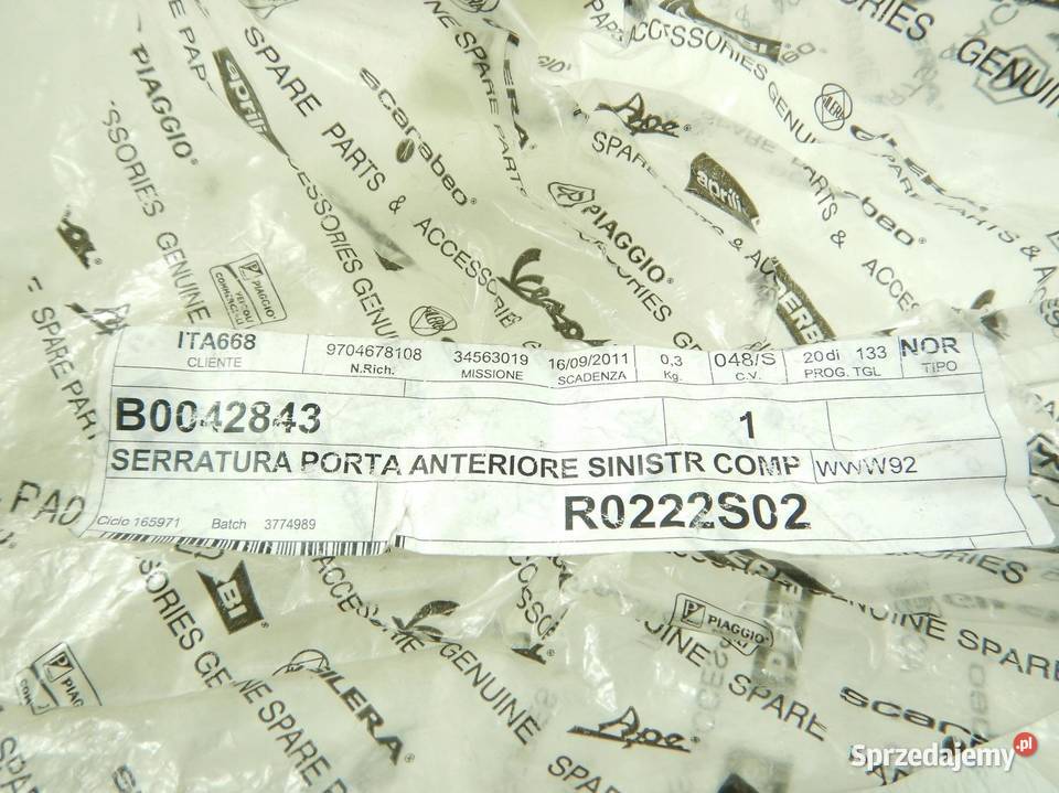Blokada przednia Drzwi lewe Piaggio Quargo
