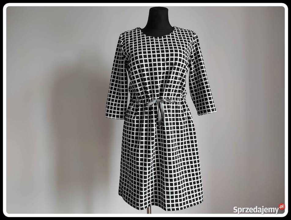 Sukienka w czarnobiałą kratkę ESMARA 42 XL Płock