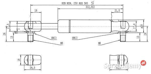 Sprężyna gazowa L586 mm 500N Stabilus CA083925 Kamionna sprzedam