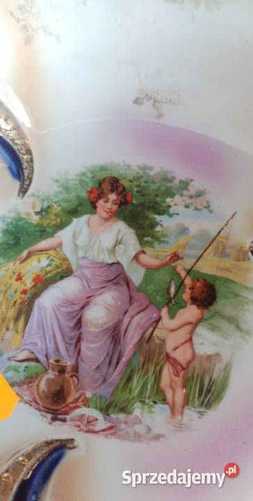 Patera ze scenką w lustrze misa z ażurem Gdańsk