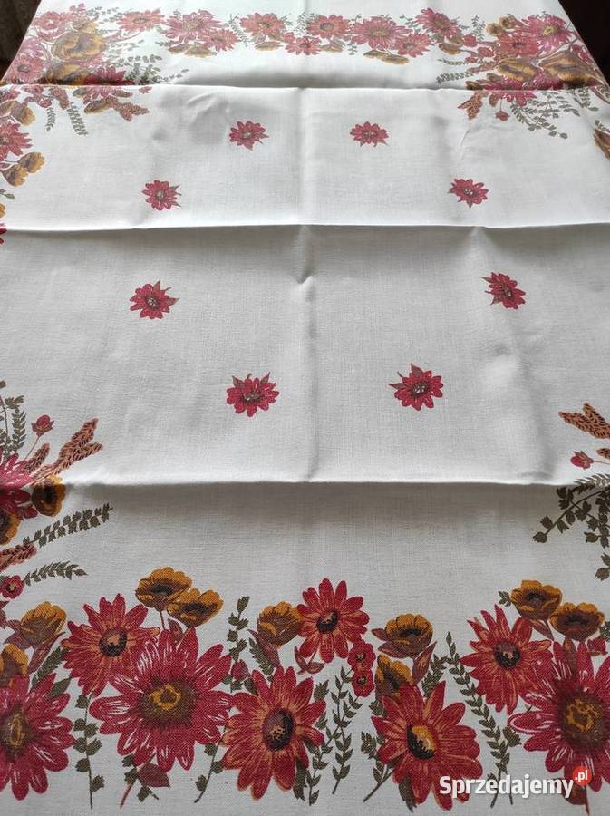 Obrus lniany PRL wielokolorowy Białystok