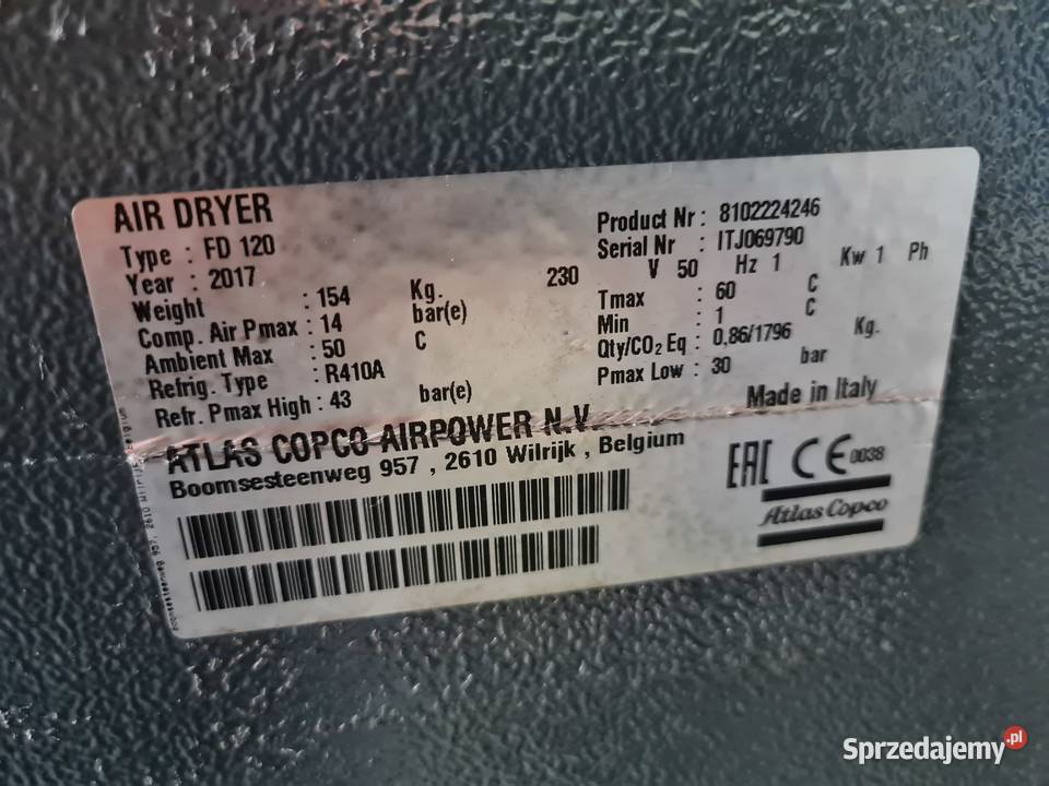 OSUSZACZ ZIĘBNICZY ATLAS COPCO FD 120 72m3 Zduny