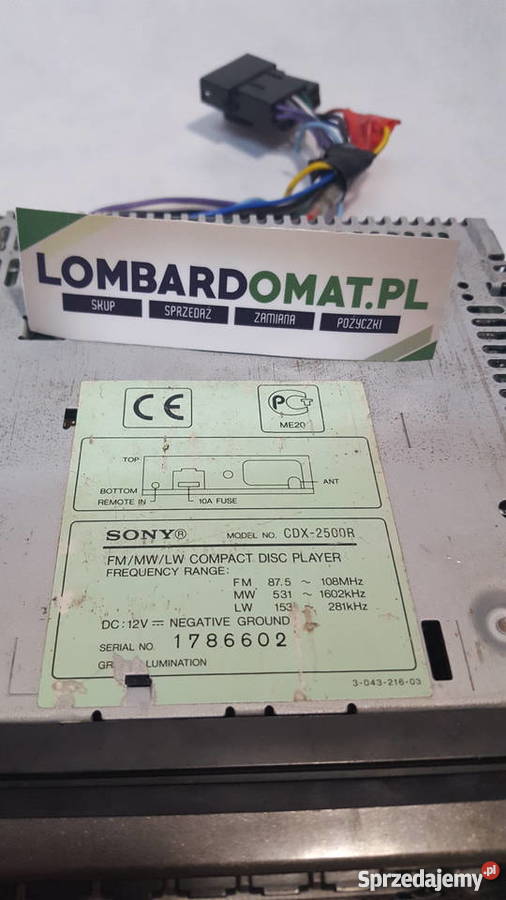 LOMBARDOMAT Radio samochodowe Sony CDX2500R CD Olecko sprzedam