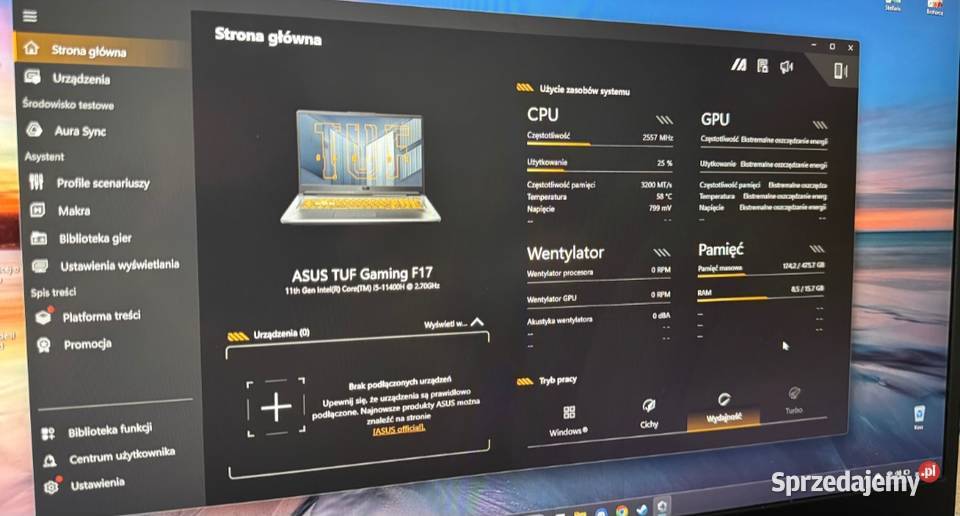 Laptop Asus TUF GAMING F17 FX706HCB Intel Core i5 Kołobrzeg