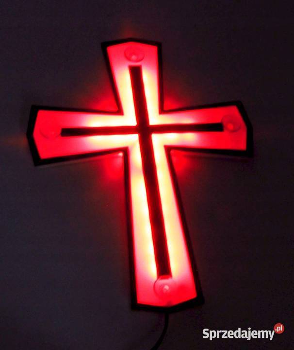 KRZYZ LED tablica czerwony tabliczka krucyfiks