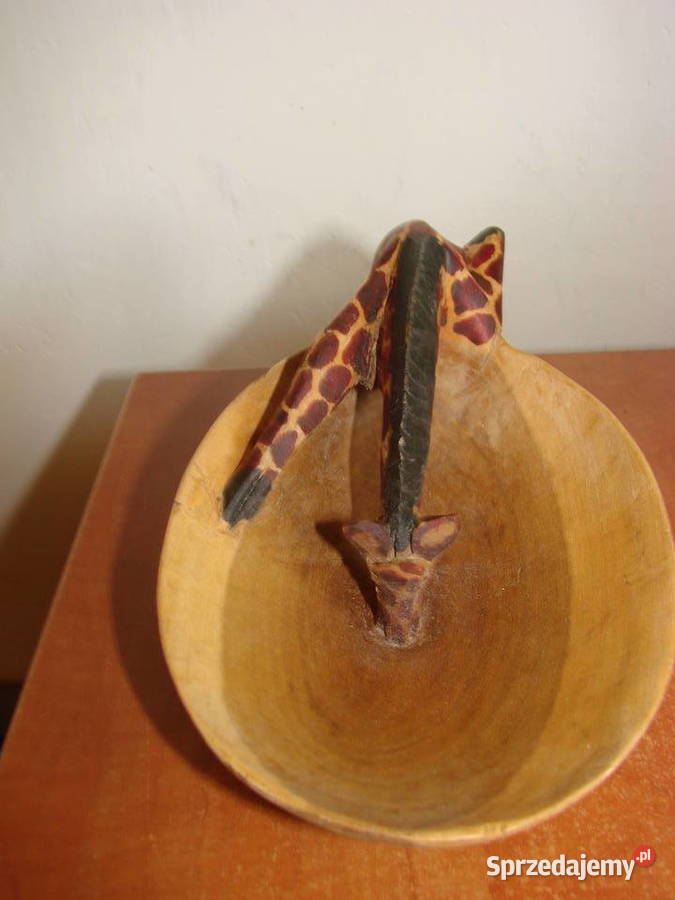Żyrafa wodopoju drewniana miseczka Pruszcz Gdański sprzedam