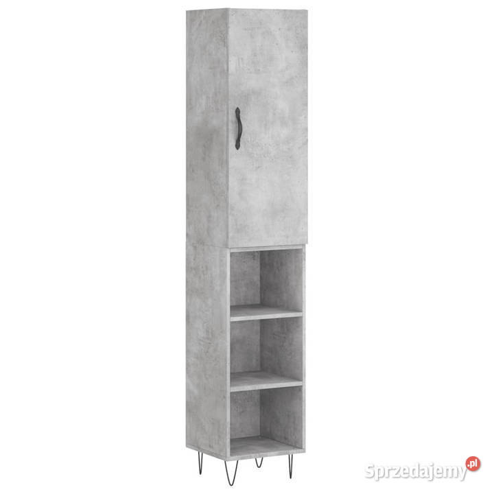 Wysoka szafka szarość betonu 345x34x180