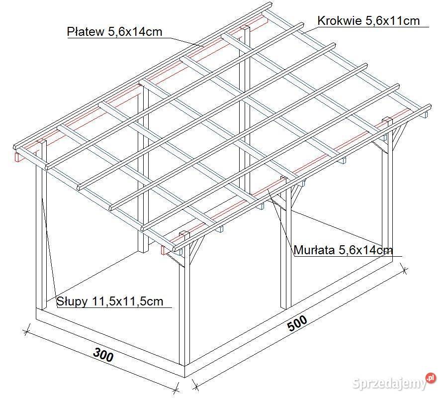 Drewniane zadaszenie tarasu pergola taras dolnośląskie