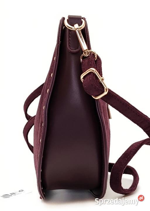Torebka Listonoszka FloraCO Zamszowa Burgund Torby i torebki Warszawa