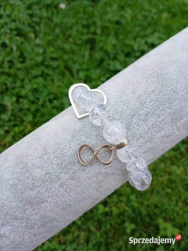 Bransoletka z Kryształu lodowego 10mm z sercem i Kielce