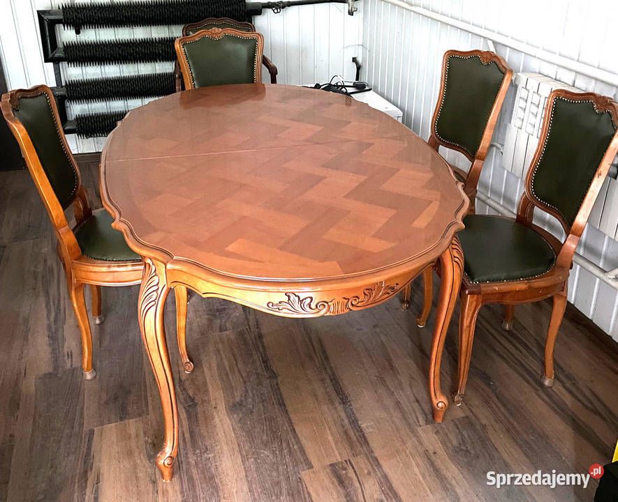 Elegancki stół z 6 siedziskami skórzanymi z Katowice