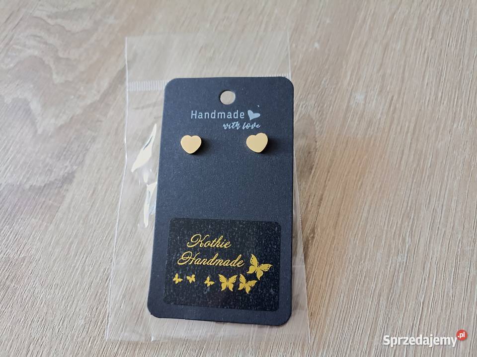 Kolczyki serduszka złote ze stali chirurgicznej pomorskie