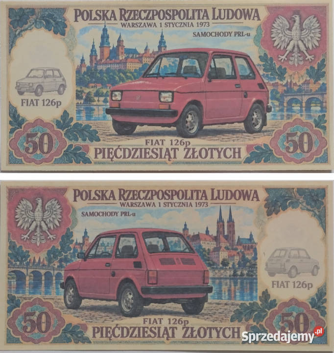 zestaw 14 banknotów z serii SAMOCHODY PRLu Białystok sprzedam
