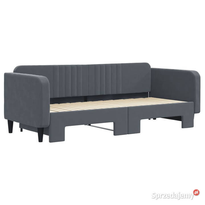 Sofa rozsuwana ciemnoszara aksamit 90x200 223cm