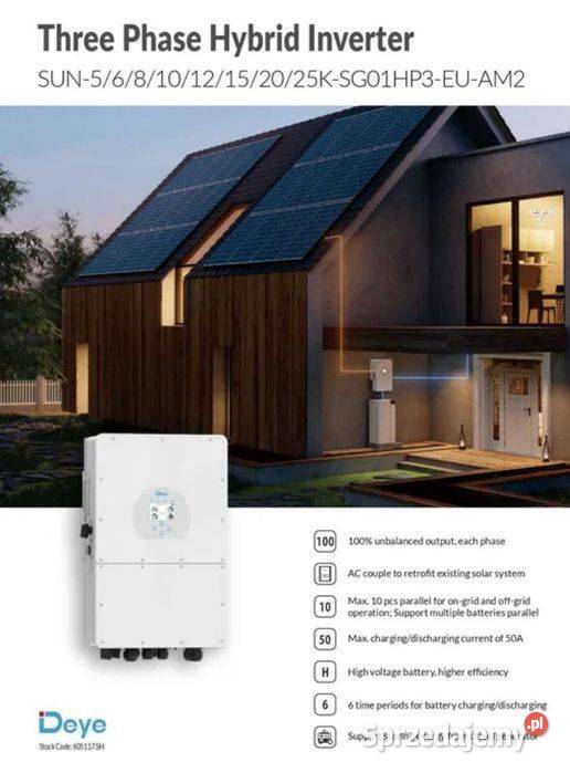 DEYE Falownik hybrydowy 8kW SG01HP3 3fazowy