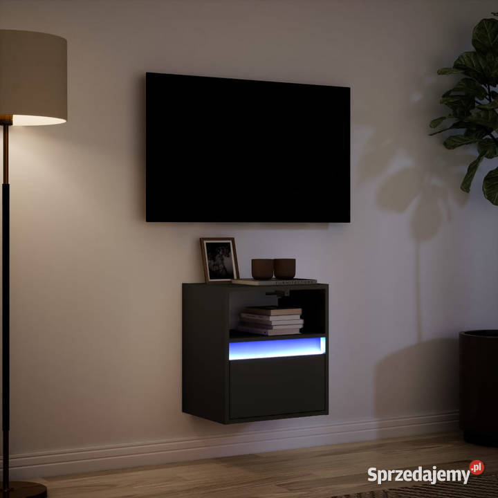 Ścienna szafka TV z LED czarna 41x31x45 WM852315