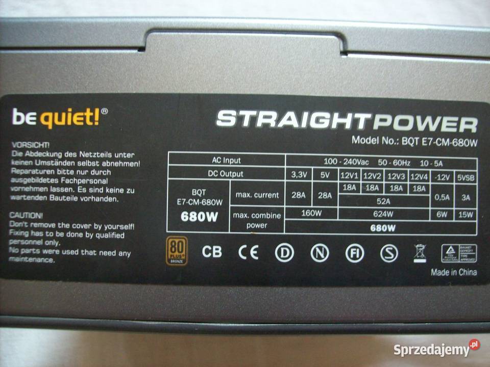 Zasilacz komputerowy BE QUIET Straight Power Radom