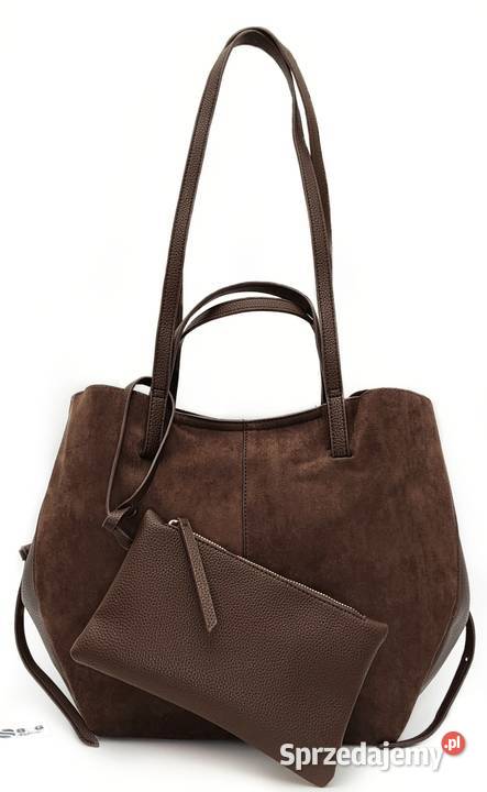 Torebka Czekoladowa Zamsz GALLANTRY Poszerzana Dla kobiet Torby i torebki