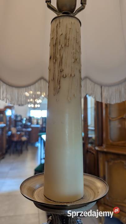 Piękna lampa podłogowa mosiądzdrewnosklep Meble śląskie Dąbrowa Górnicza