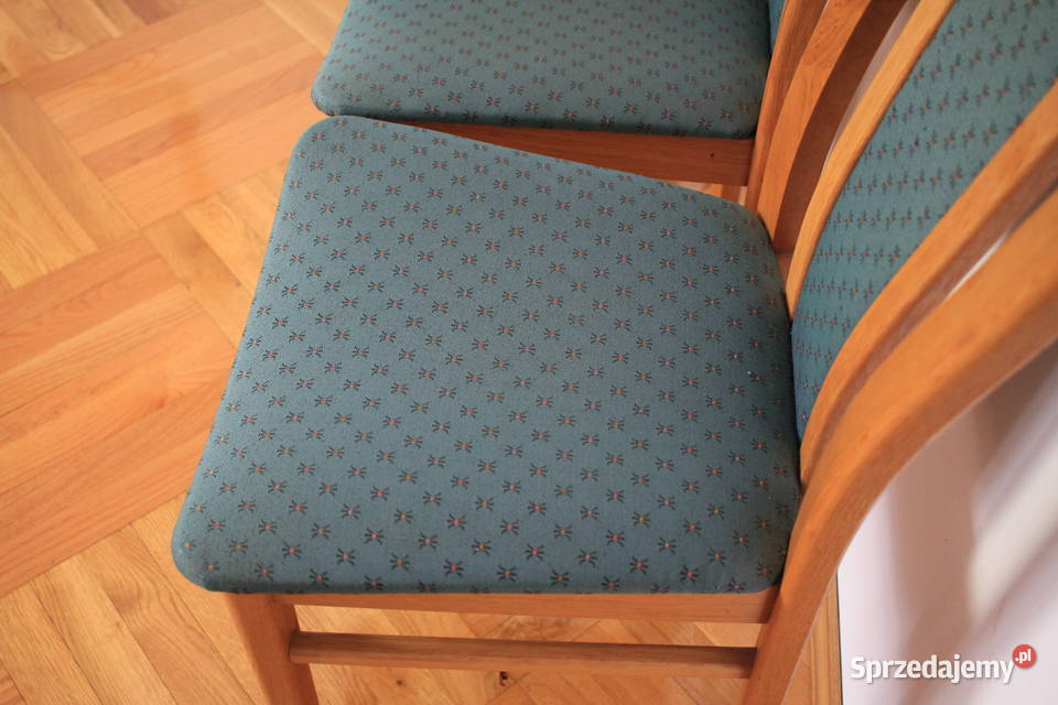 Stół jadalniasalon komplet krzeseł zielonych DĄB Pszczyna