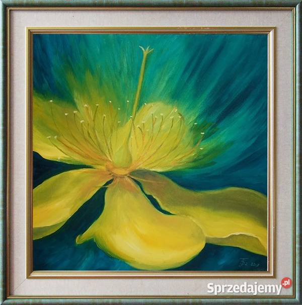 Obraz olejny Żółty kwiat Abstrakcja lubelskie Lublin sprzedam