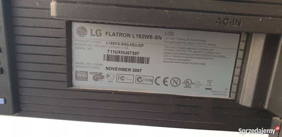 Monitor 19 LG Flatron L192WSSN VGA TANIO Rzeszów