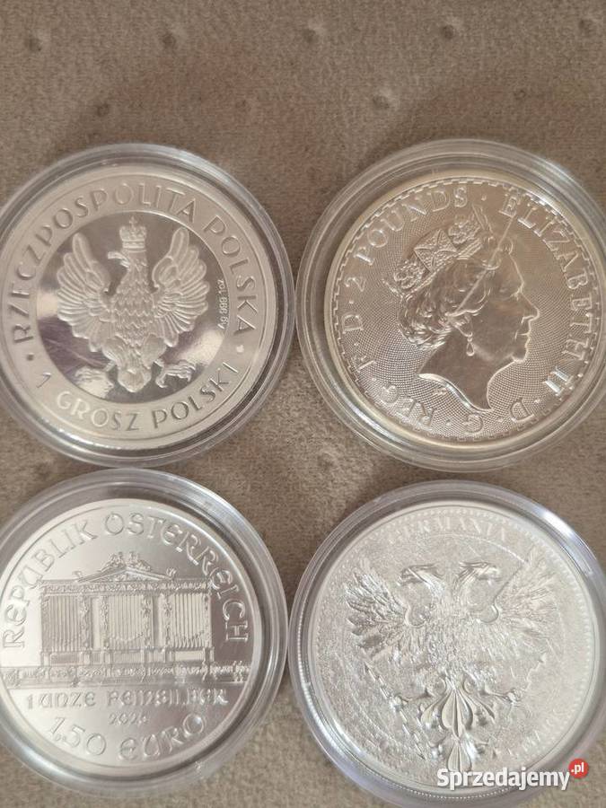 4 srebrne monety Koszalin sprzedam
