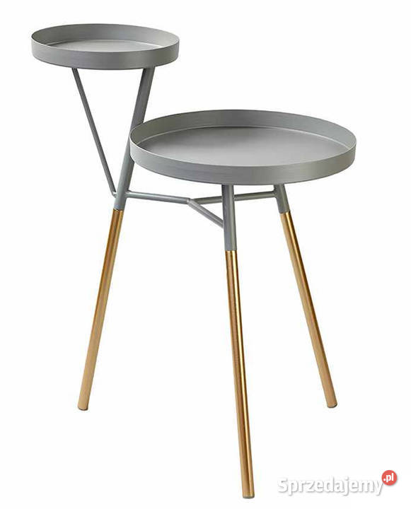 Kwietnik metalowy dwupoziomowy szaro złoty Kanie