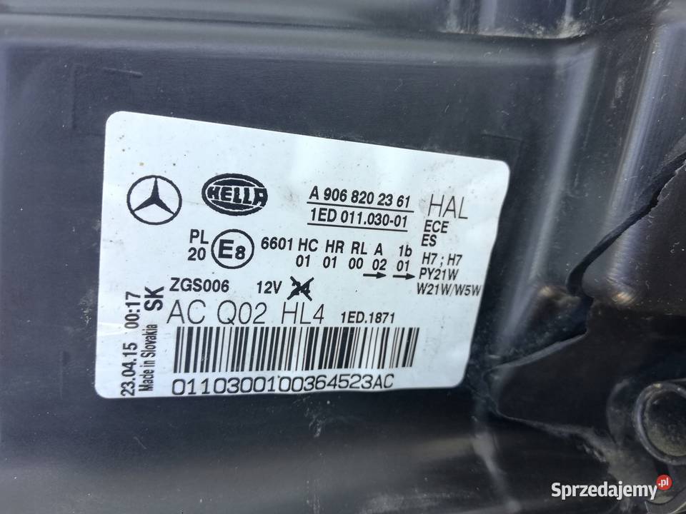 REFLEKTOR LAMPA LEWA PRZEDNIA MERCEDES SPRINTER Nowy Tomyśl