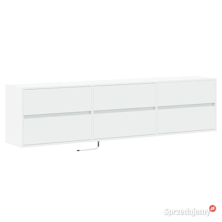 Ścienna szafka pod TV z LED biała 180x31x45 RTV Warszawa