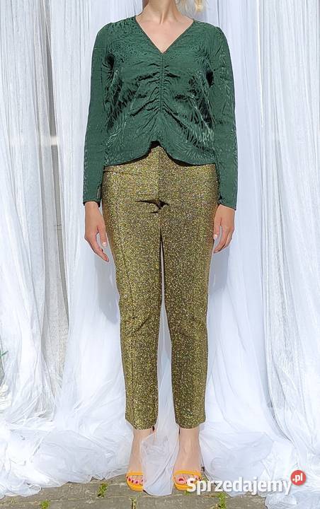 Złote spodnie cygaretki Indiska 42 XL 40 L Rozmiar 40(L) Szczecin sprzedam