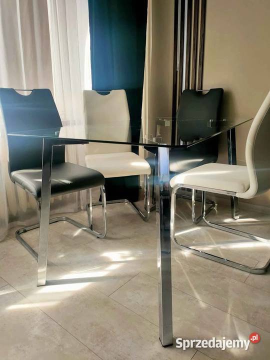 Stół szklany ława 4 krzesła fotelke na płozach 80cm Częstochowa
