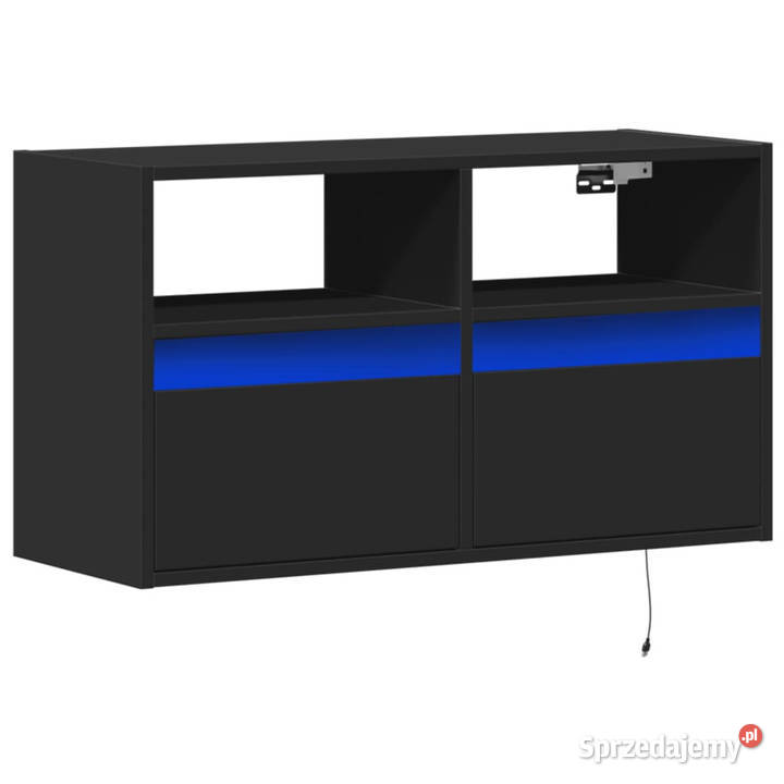 Ścienna szafka TV z LED czarna 80x31x45 WM852328 Warszawa