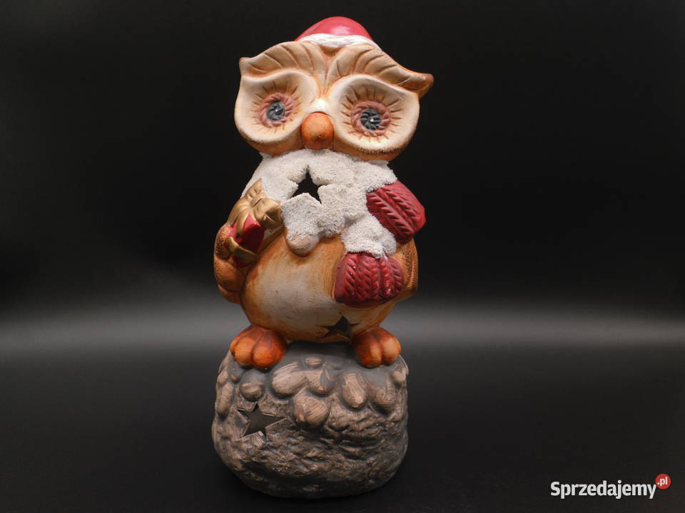 Ceramiczna figurka świecznik lampion sowa