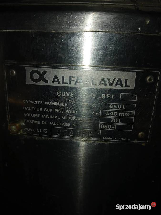 Sprzedam baniak do mleka alfa laval 650 l Grajewo
