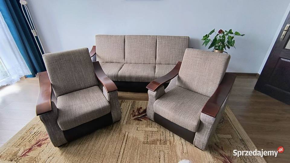 Sofa z funkcją spania z dwoma fotelami Nowy Sącz sprzedam