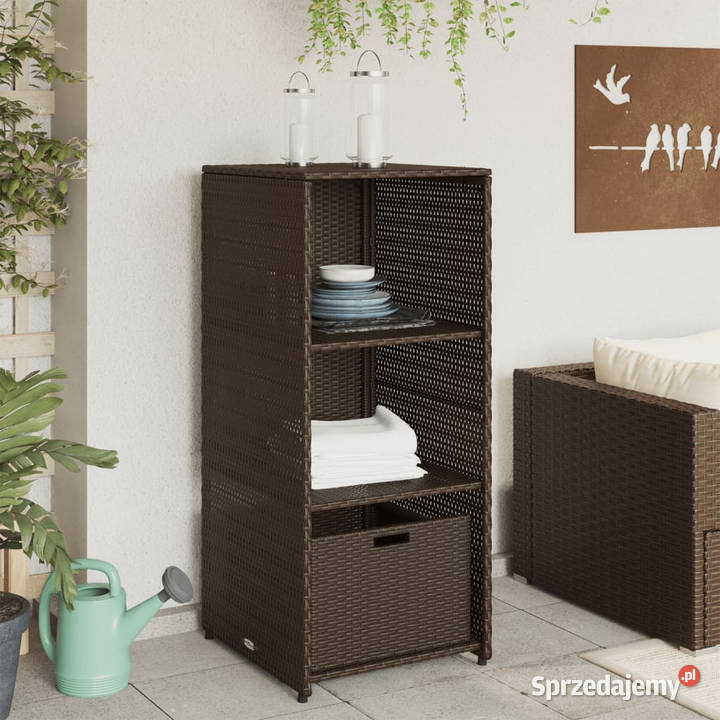 Szafka ogrodowa brązowa 50x55x115 polirattan Warszawa