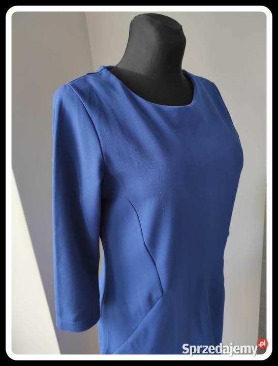 Szachownica granatowa sukienka 40 L z mazowieckie Płock