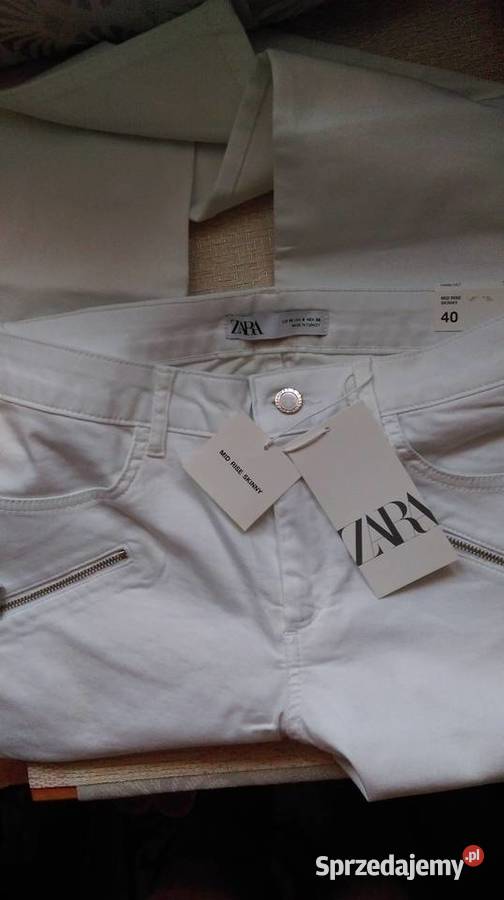 40 ZARABiałe spodnie rurki ze zdobieniem z Kraków