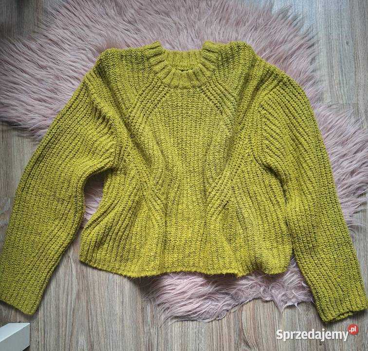 Neonowy zielony sweterek ciepły oversize zimowy