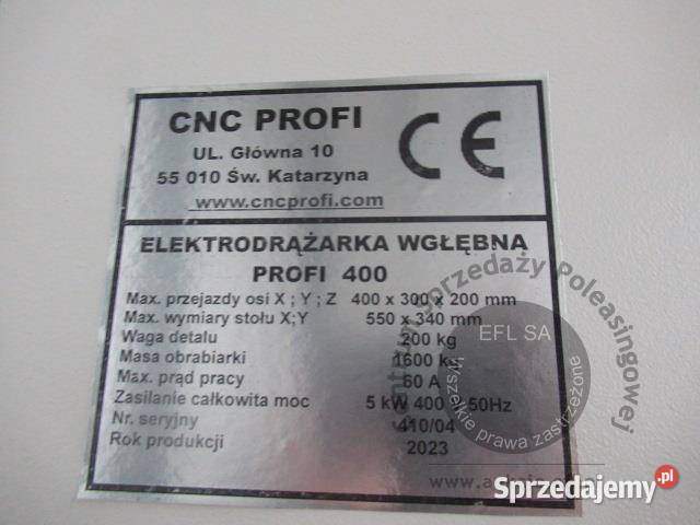 Elektrodrążarka wgłębna CNC PROFI 2023r sprzedam