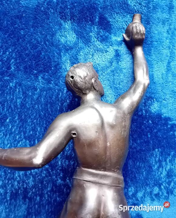 Figurka z brązu art deco olimpijczyk podstawa Koźminek